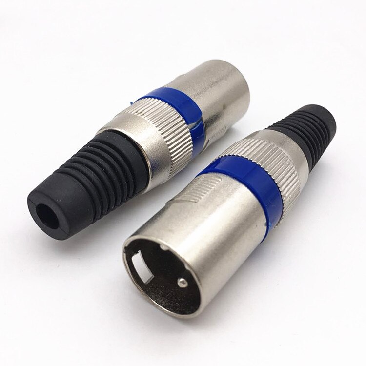 4 stück kurze xlr-stecker (männlich/weiblich), 3 -adrig, ktv-mikrofon-spezifischer anschluss, blauer runder metall-xlr-stecker, xlr-anschluss: Männlich, 4 stück