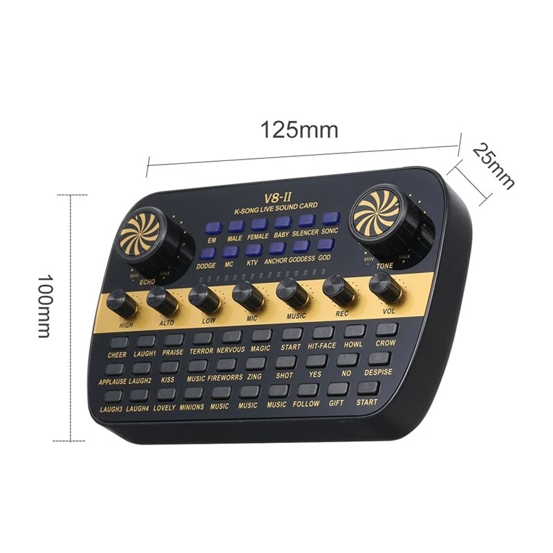 V8 Updated Live Sound Card ligent Volume Adjustable o Mixer Sound Card for Computer Pc Live Sound