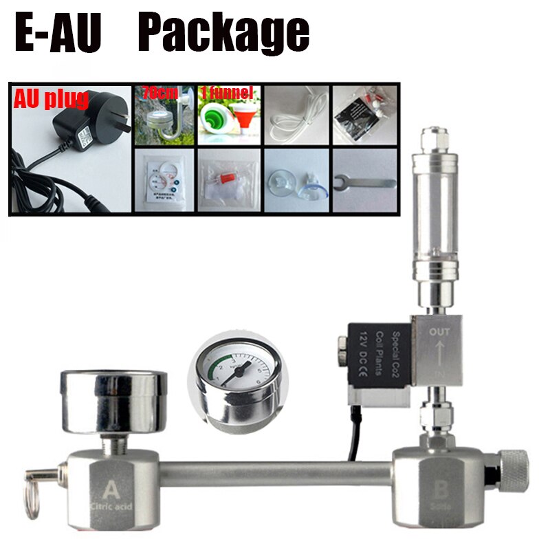 Akvarium  co2 regulatorsystem sett  co2 diffusorgenerator med ventilboble forstøver solenoid fisketank karbondioksid til planter: Eau
