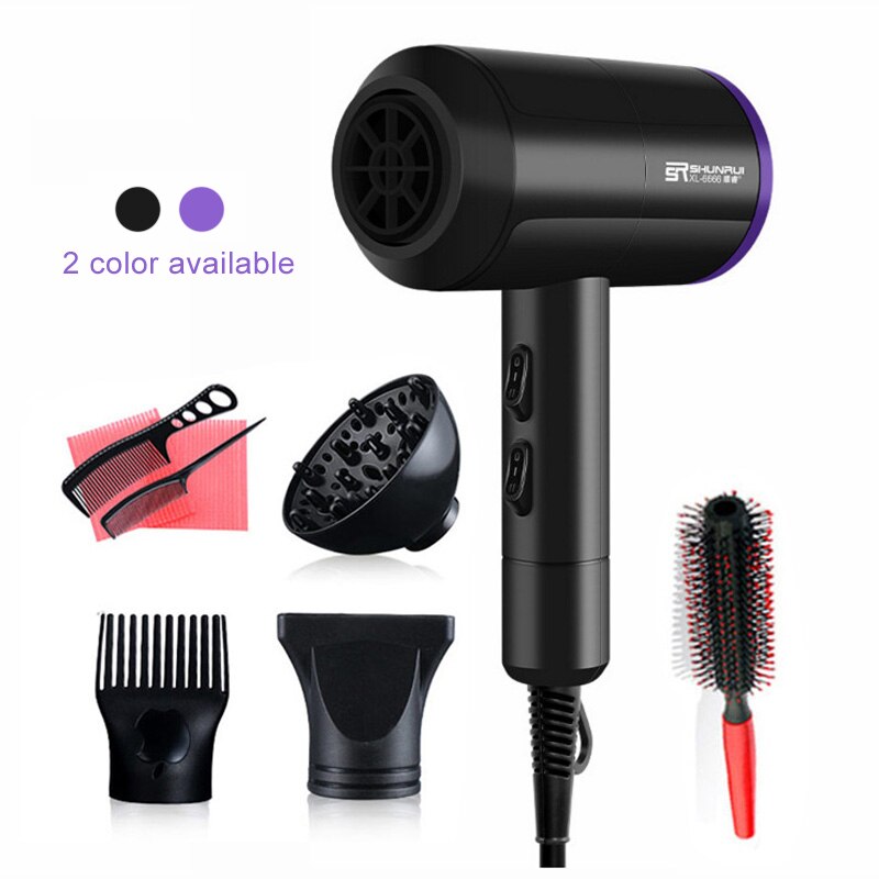 Shun Rui Hair Dryer Student Dormitory Home High-power Negative Ion Hair Dryer for Hair Salon Cold and Wind: black-8in1