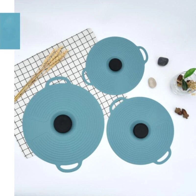 Tapa elástica de silicona reutilizable, tapa Universal para olla, cuenco, sartén, comida fresca: BLUE / 23 27cm
