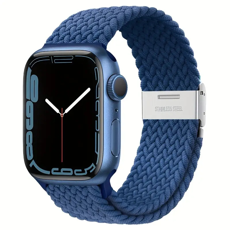 For apple watch band ultra 2 49mm 45mm 41mm 44mm 40mm Nylon Elastic Braided Solo Loop iwatch se 9 8 7 6 5 4 3 42mm 38mm strap: Red Black / 14mm