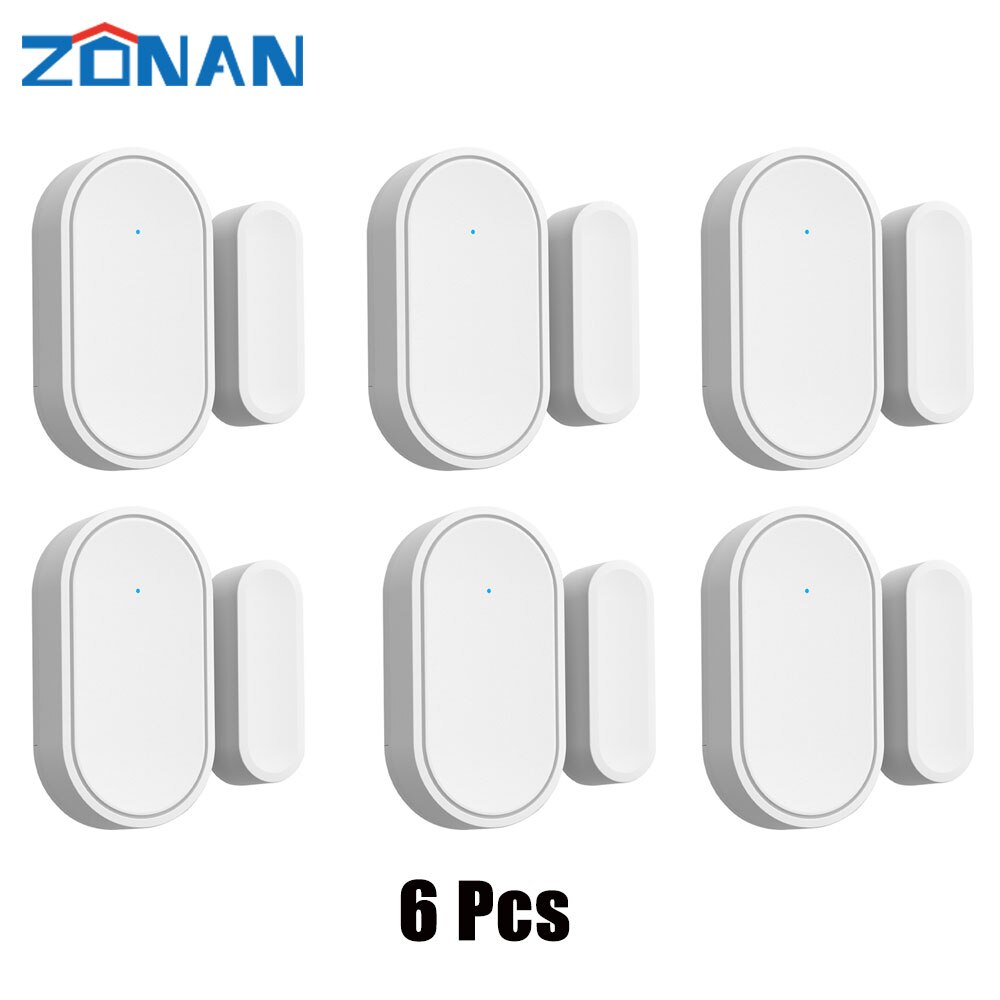 ZONAN D30 Mini 433MHz Wireless Window Door Sensor for Home Burglar Security Alarm System Remote Control Door Lock Android Ios: 6 Pcs