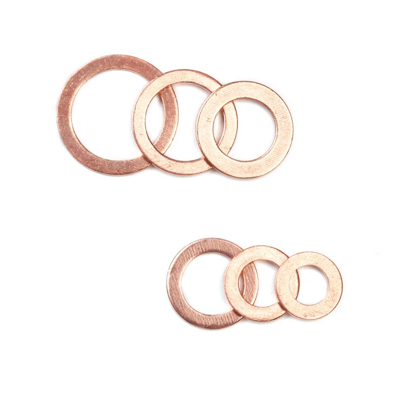 120 st  m5/m6/m8/m10/m12 5 storlekar kopparbricka packningssats plattring tätningssats set för generatormaskiner med låda