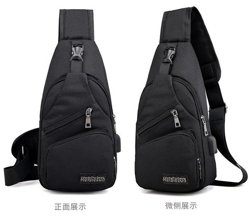 Multi-functional men's leisure one-shoulder bag for travel outside the door USB charging must-have chest bag: Sky Blue