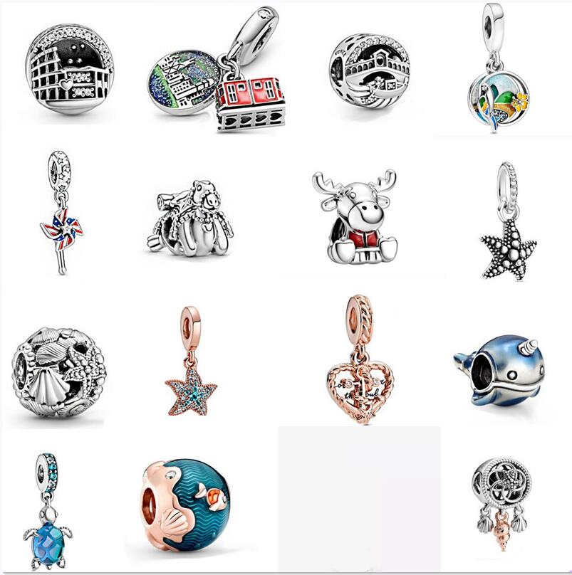 2020 verão novo 925 prata esterlina balançar encantos contas caber pan original pulseiras feminino jóias diy