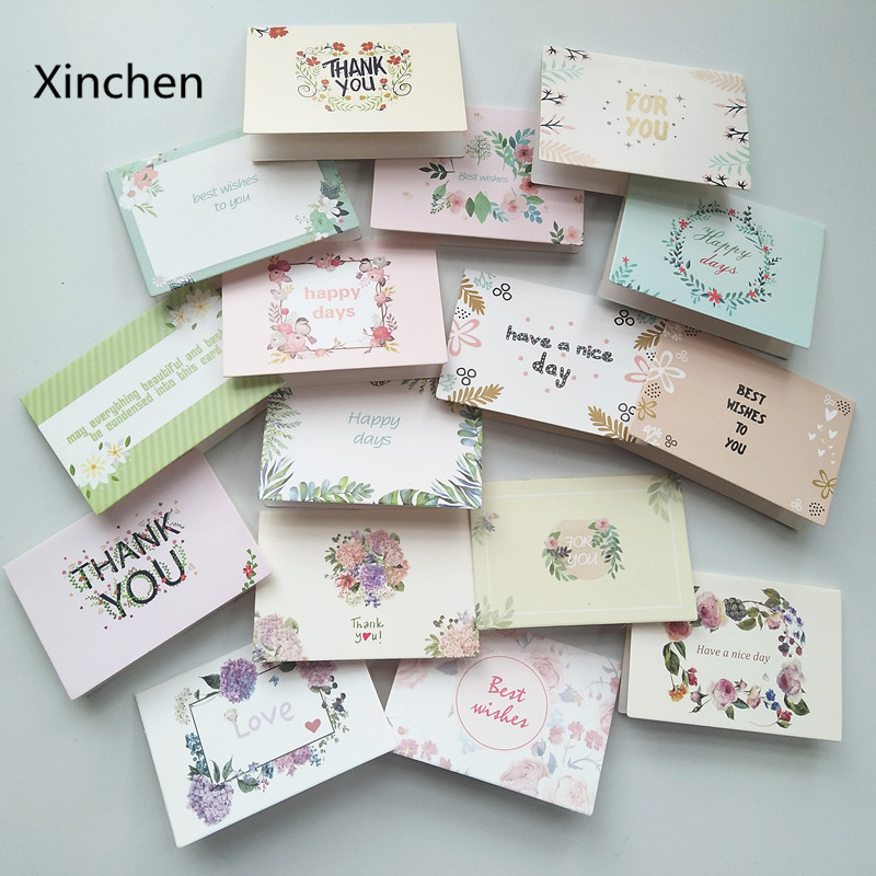 16pcs Mix Designs Thank You For You Best Wishes Folding Message DIY Decoration Wedding Invitations Letter Greeting Card