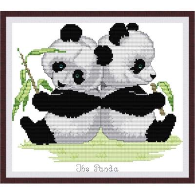 Söt panda djurmönster korsstygn set handarbete broderi kit vit canvas bomull broderi gör-det-själv heminredning målning: Lila / 14ct otryckta