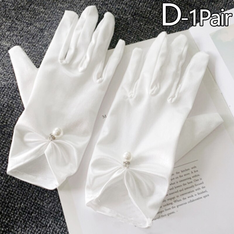 Girls Wedding Gloves Mesh Bow Pearl Princess Party Supplies Bride Dress Gloves Cosplay Performance Lace Gauze Transparent Gloves: D