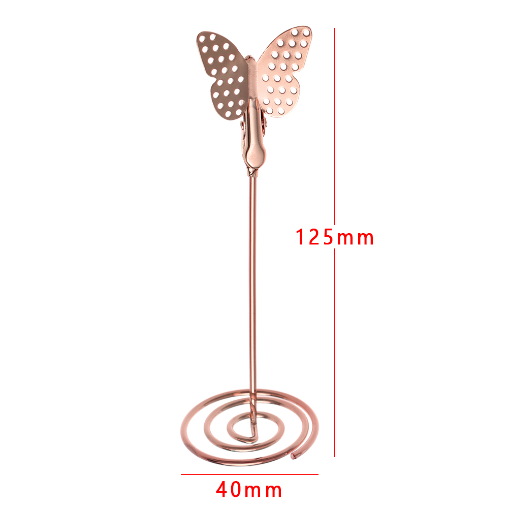 1pc seje bryllup bordkortholder romantisk sommerfugl flamingo mønster metal foto note clips bord nummer stativ papirklemme