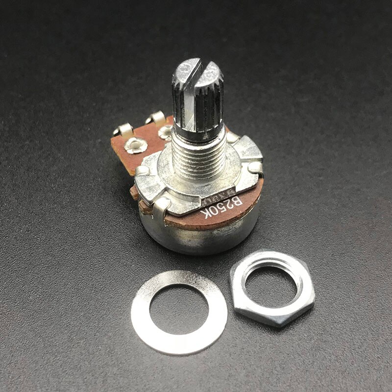 Potenciómetro estriado A500K/250K, 2 piezas, pequeño pote, efecto de bajo eléctrico, amplificador, volumen de tono, 15mm, partes del eje