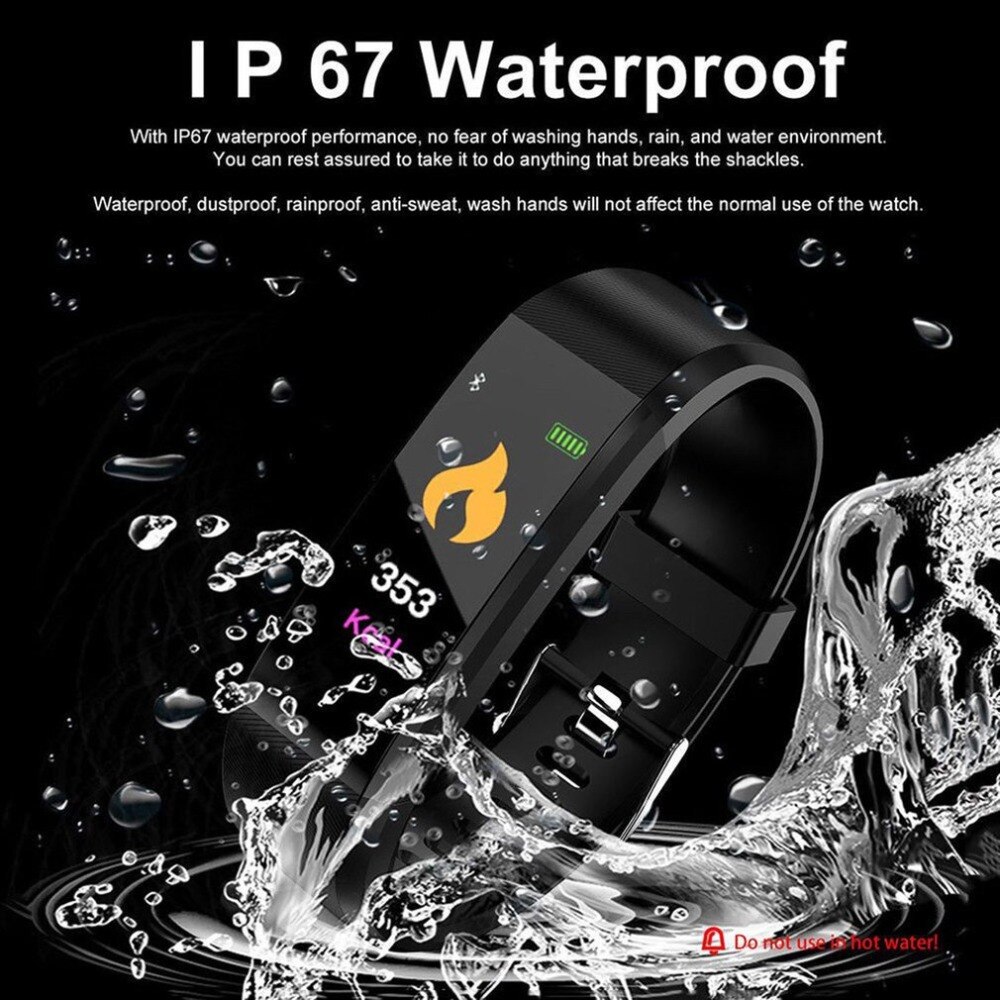 Smart Bracelet 115 Plus Blood Pressure Fitness Tracker Smart Watches Men Heart Rate Monitor Waterproof Smart Wristband Tracker
