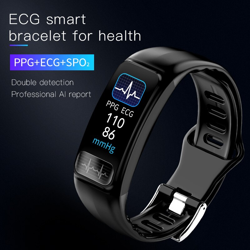 P12 ECG PPG SPO2 Smart Bracelet Heart Rate Blood Pressure Monitor Sport Smart Band IP67 Waterproof Fitness Tracker PK P1 P3 P11