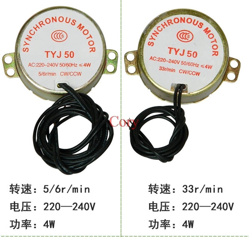 1 Pc TYJ50 33 Rpm 5/6 Rpm 4W Magnetron Draaitafel Synchrone Motor 220-240V 50-60Hz Cw/Ccw