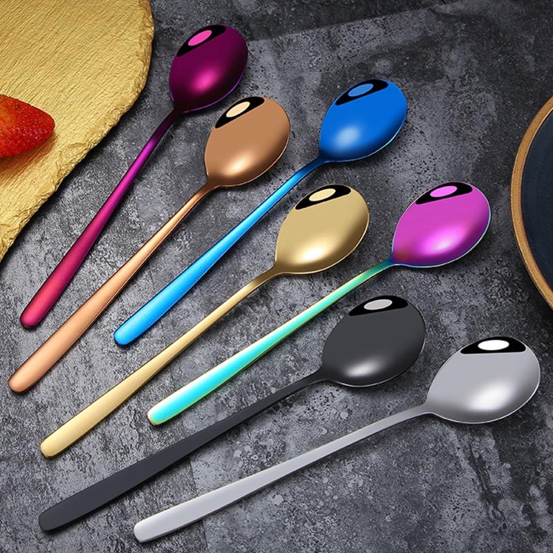 Eenvoudige Salade Lepel 8Pcs Rvs Lepel Serveren Diner Lepels Kleurrijke Unieke Lepels Voor Keuken