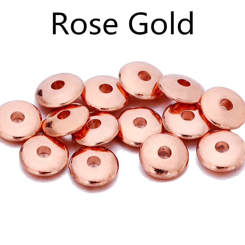 Cuentas espaciadoras de 4, 5, 6 y 8mm CCB, abalorios redondos planos para rueda, abalorios sueltos para DIY, suministros de fabricación de joyas, accesorios: ccbF rose gold / 6mmx100pcs