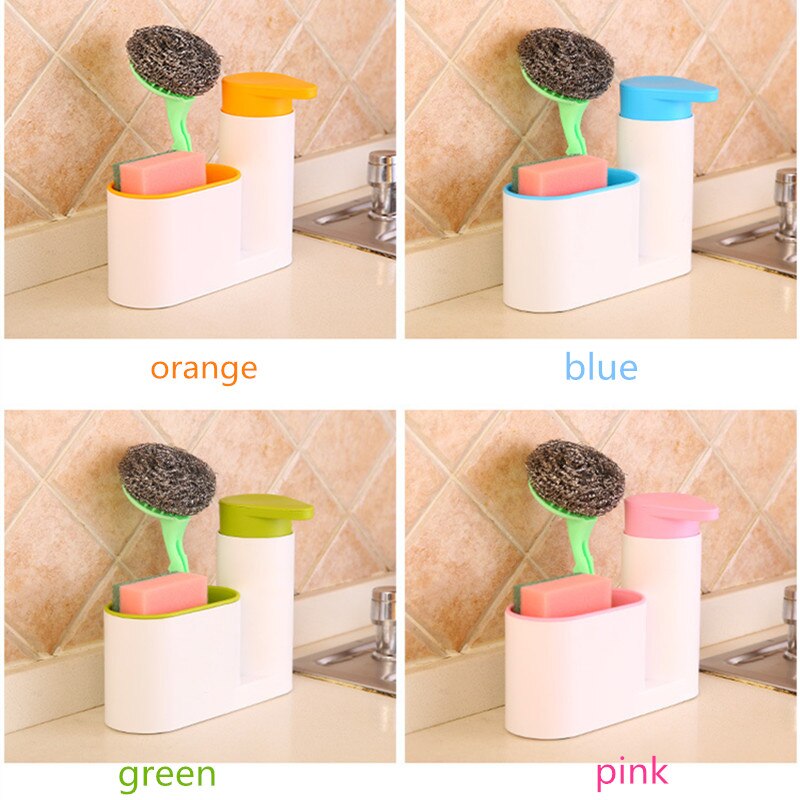Kitchen Accessories Gadget Bathroom Liquid Soap Dispenser Bottle Storage Box Tank Cleaning Sponge Brush Holder Rack Kitchen tool