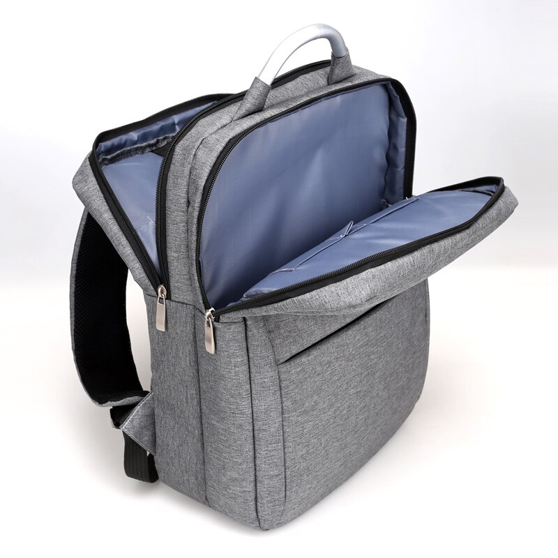 Moda homem duplo zíper mochila masculino negócios portátil mochilas de alta capacidade trave mochila saco de metal lidar com sacos