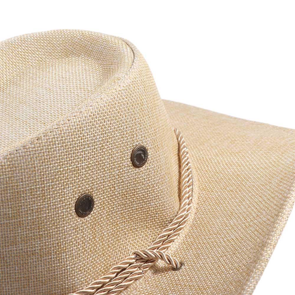 Linen Western Cowboy Hat Beach Cap Climbing Hat Summer Sun Hat Outdoor Visor Cap Cycling Cap Beach Sunscreen Cap Summer