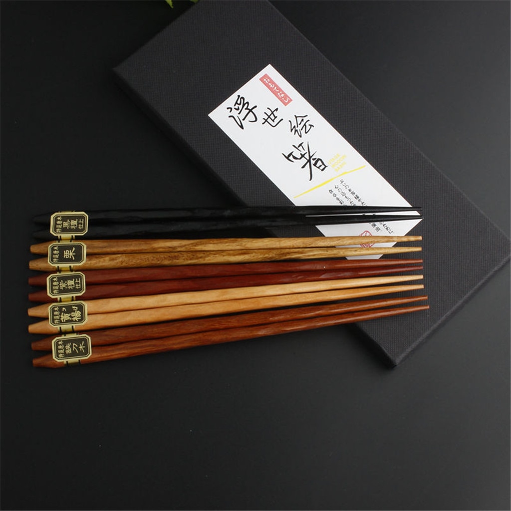 Chopsticks 5 Pair Stainless Steel Chopstick Japanese Chopsticks Korean Natural Chopsticks Chinese Set Wood Chopsticks Palillos