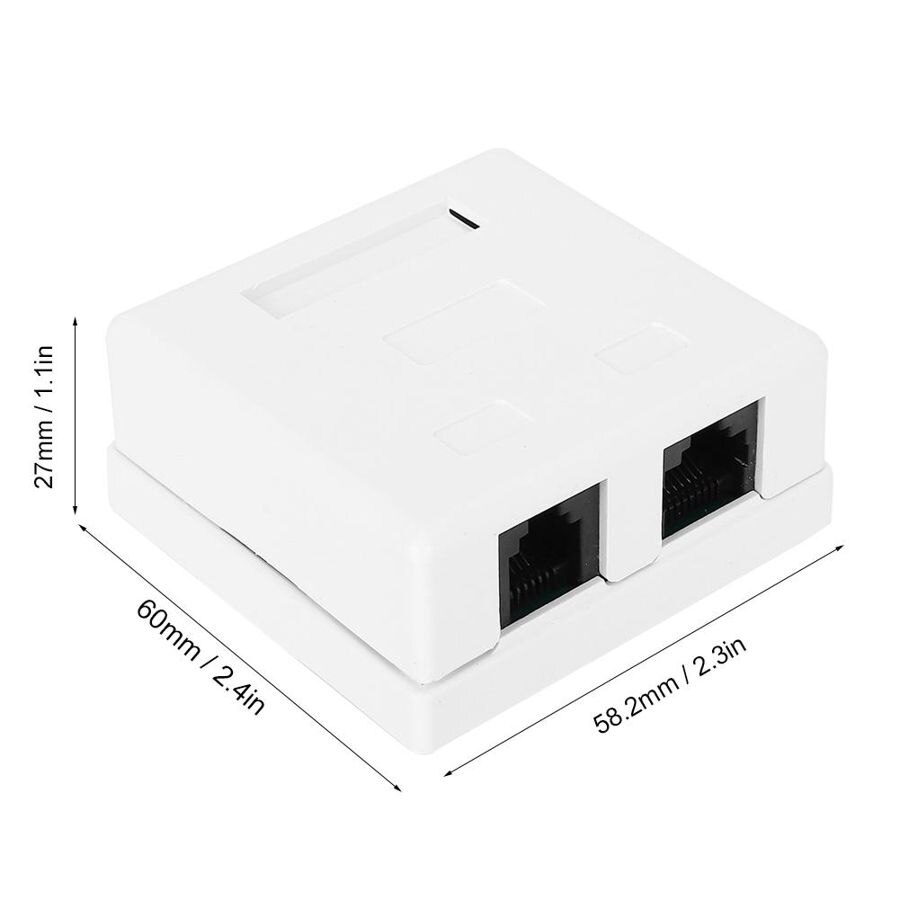 RJ45+RJ11 Wall Connector Junction Adapter 2-Port Desktop Extension Cable Mount Box Keystone Jack Box