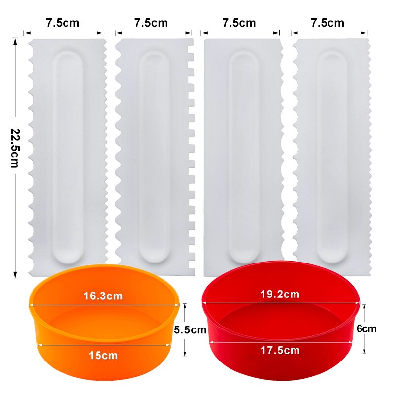 Bakken Taart Decoreren Draaitafel Set Ronde Cakevorm Kam Schraper Soepeler Fondant Dessert Kit Bakken Set Gebak Levert: Set 4