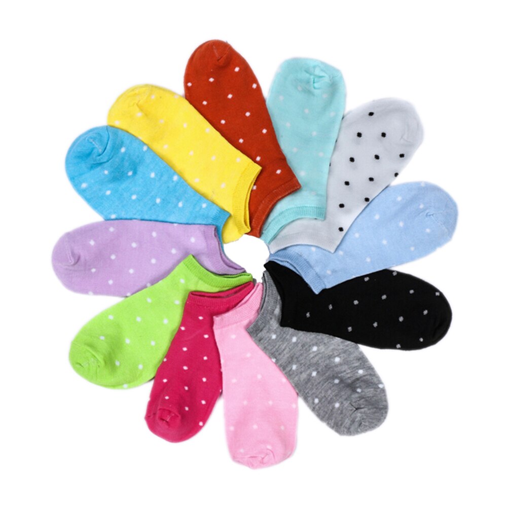 5 Pair Female Heart Dot Solid Low Cut Socks Short Socks Women's Slippers Spring Summer Cotton Blend Ankle Boat Socks