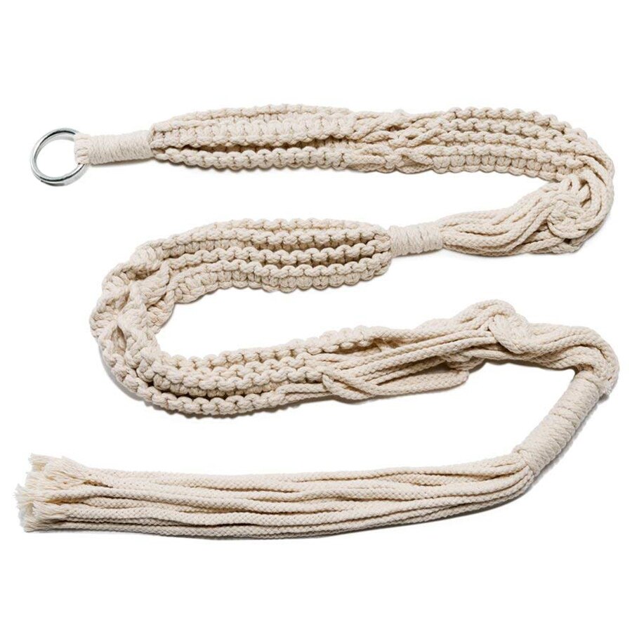 Macramé-colgador doble de planta para interior y exterior, maceta colgante de 2 niveles, cuerda de algodón, 4 Patas, 67 pulgadas