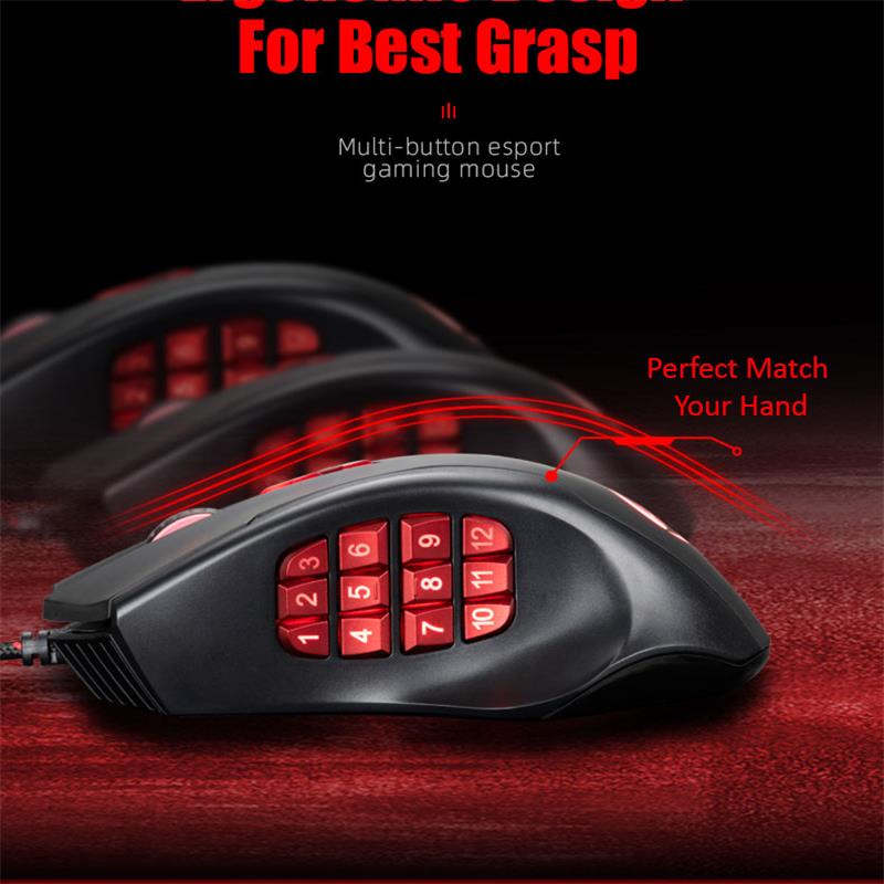 Mouse per Computer Gamer Mouse da gioco ergonomico gioco cablato USB Mause Mouse silenziosi da 5500 DPI con retroilluminazione a LED pulsante 17 per PC portatile