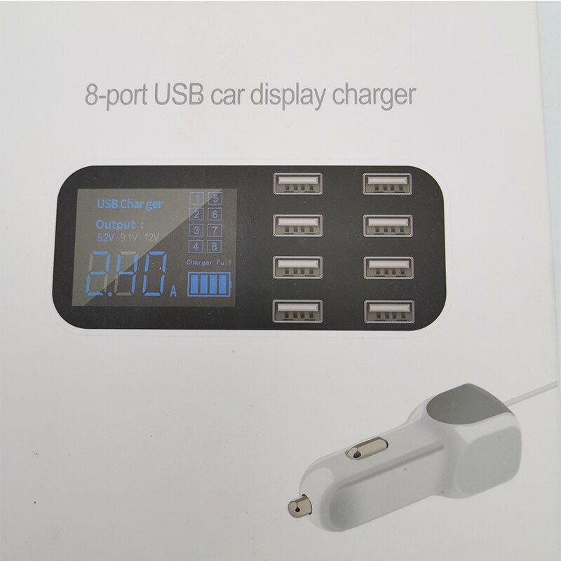 8 USB Charger Car 8-Port Lighter Charging Station Hub LCD Display