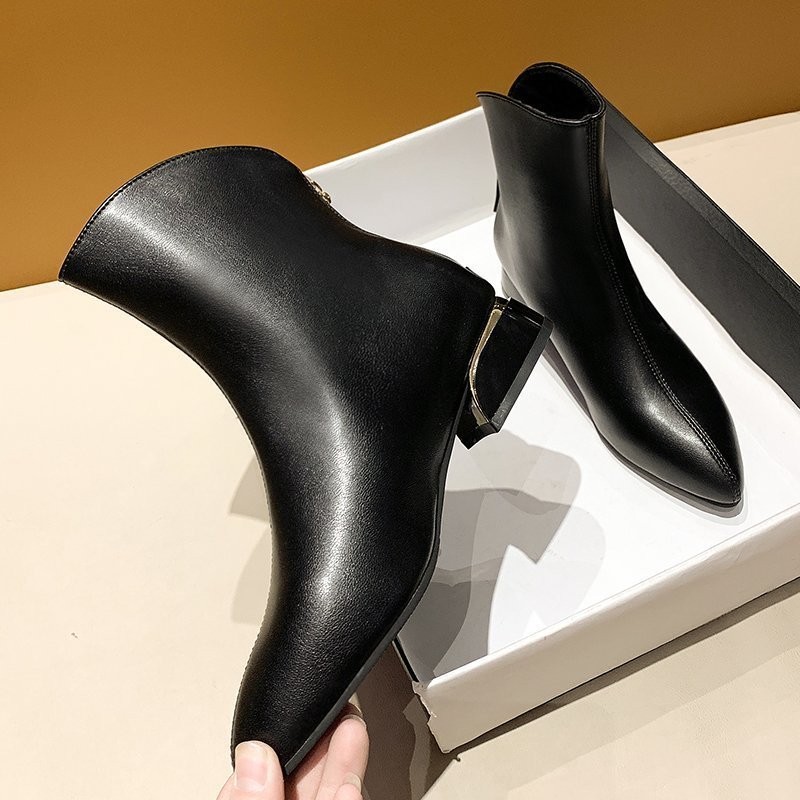 Vierkante Hakken Chelsea Puntige Enkel Winter Laarzen Pluche Vrouw Lederen Sneeuw Bottes Terug Rits Cowgirls Groene Booties