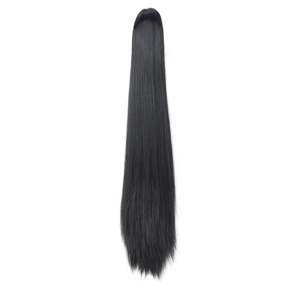 Cauda de pônei reta longa para mulheres, extensão de rabo de cavalo para meninas, cabelo sintético macio natural de alta qualidade, 20 in: #1B