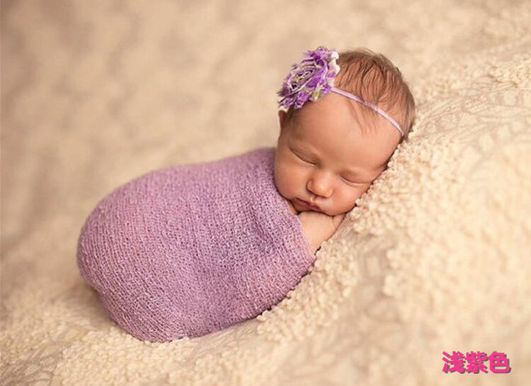 Stretch tricot maille Costume enveloppement -né photographie accessoires outils accessoire bébé enfants enveloppes emmailloter Photo vêtements: VIOLET
