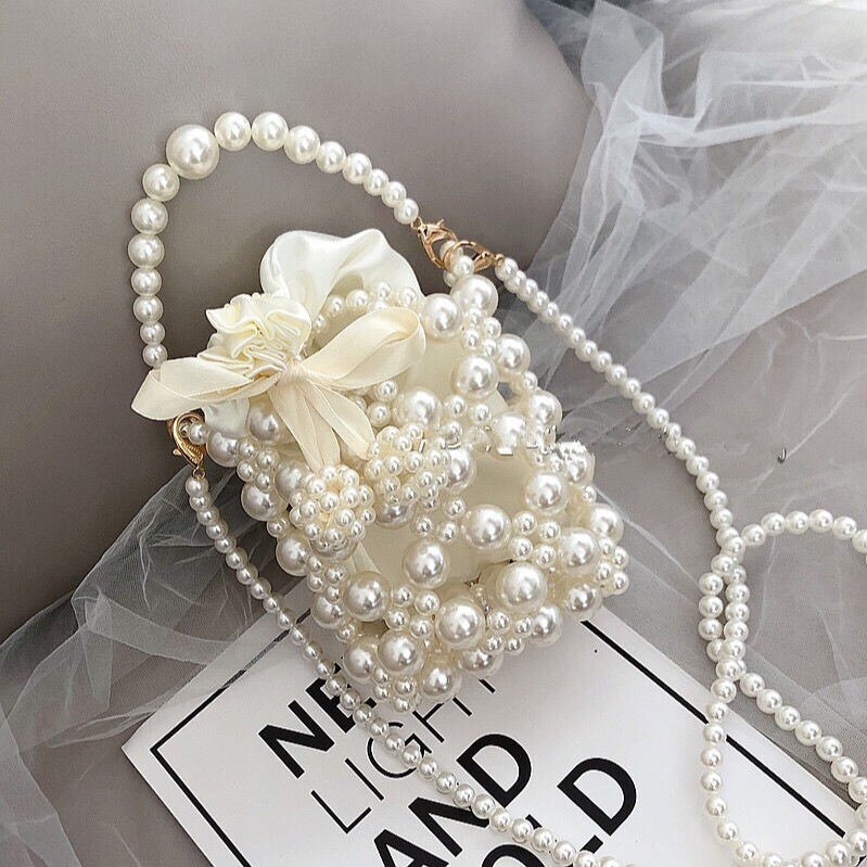 Perlenhandtasche, handgewebte umhängetasche für damen: Default Title