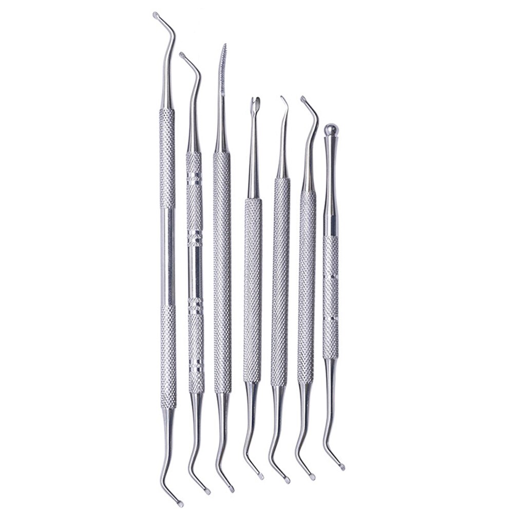 7 Stks/set Remover Professionele Dual-End Cuticle Pusher Gereedschap Trimmer Draagbare Pedicure Cleaner Nail Art Rvs Care