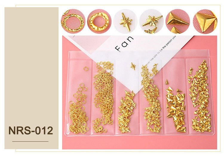 1 paquete mezclado 3D DIY oro hueco Metal remache de diamantes de imitación decoración de Arte de uñas perla DIY tacos de manicura Accesorios: 012