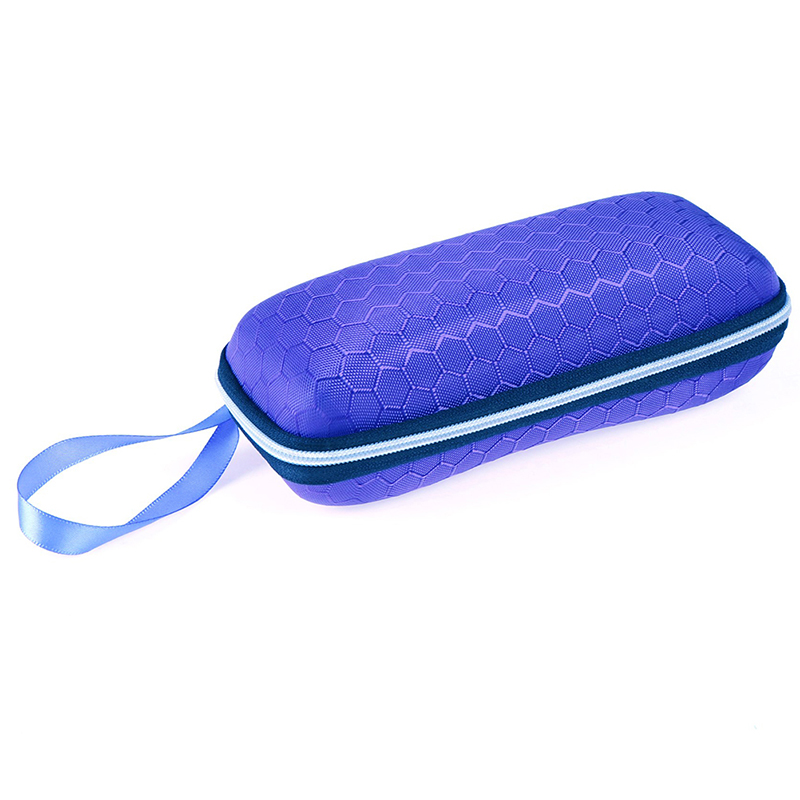 Brille etuier cover solbrille etui til kvinder brilleæske med lanyard lynlås brille etui til mænd: Blå