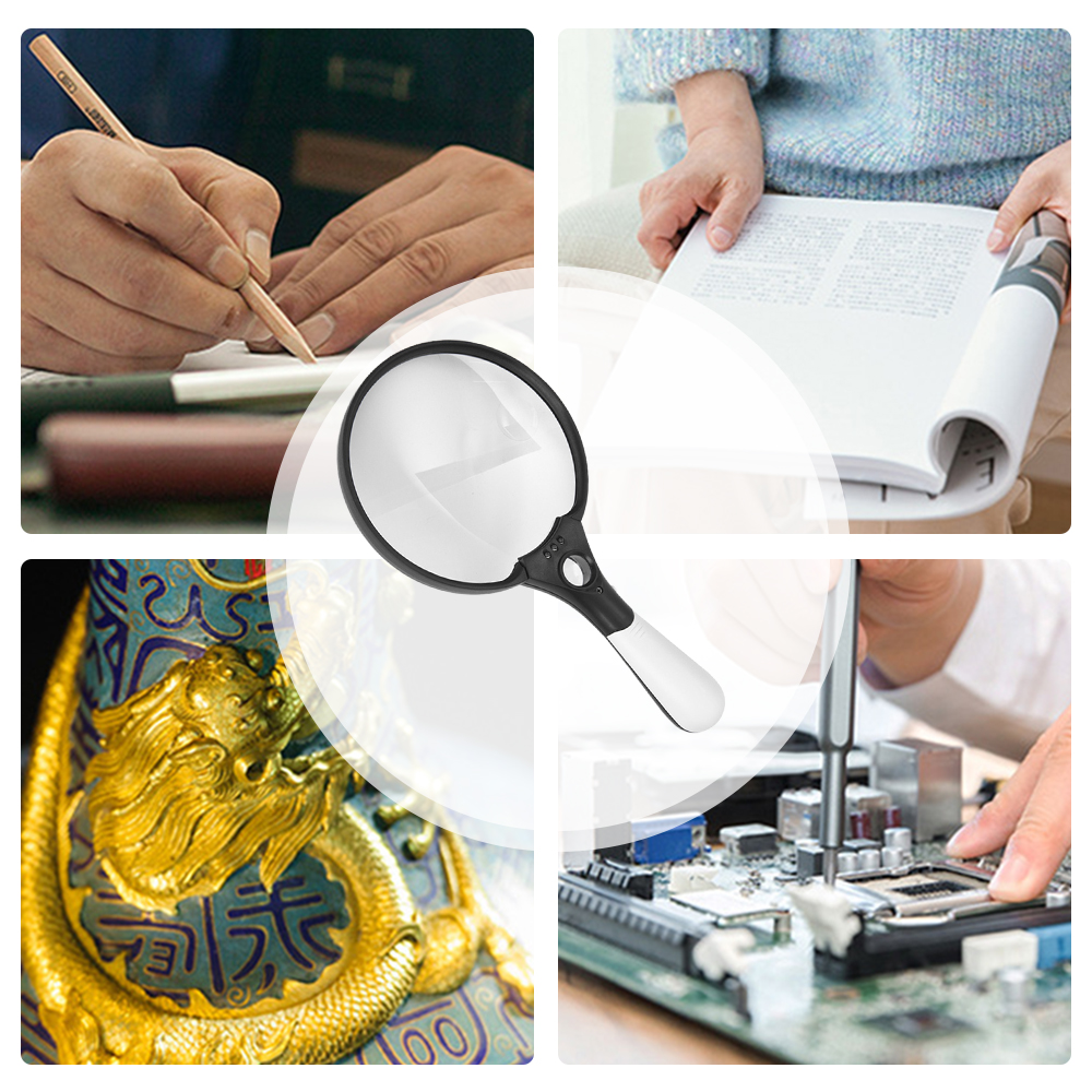 Magnifying Glass with LED Light Handheld Reading 137mm Large Magnifying Lens Loupe Glass Jewelry Inspection Handheld Tool