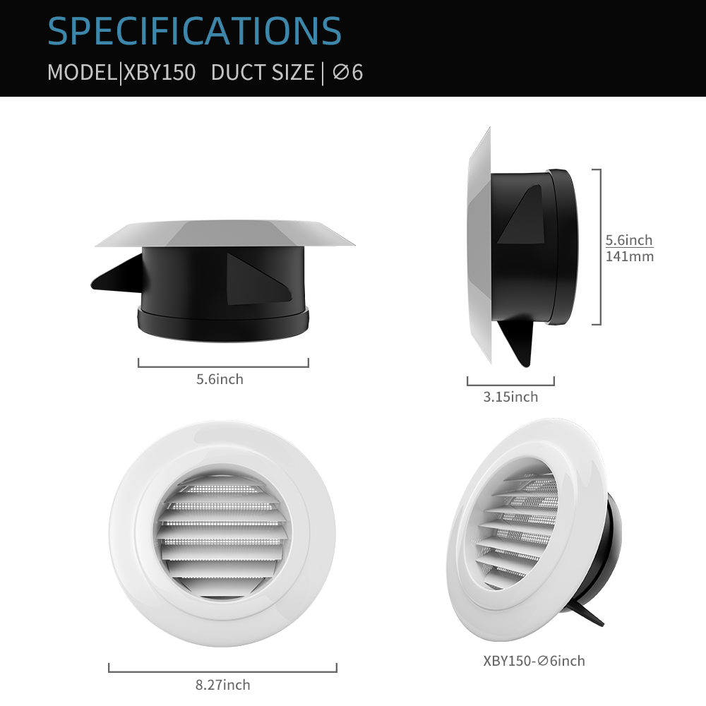 Adjustable Air Ventilation Cover Round Ducting Ceiling Wall Hole Abs Air Vent Grille Louver Kitchen Bath Air Outlet Fresh System: light yellow