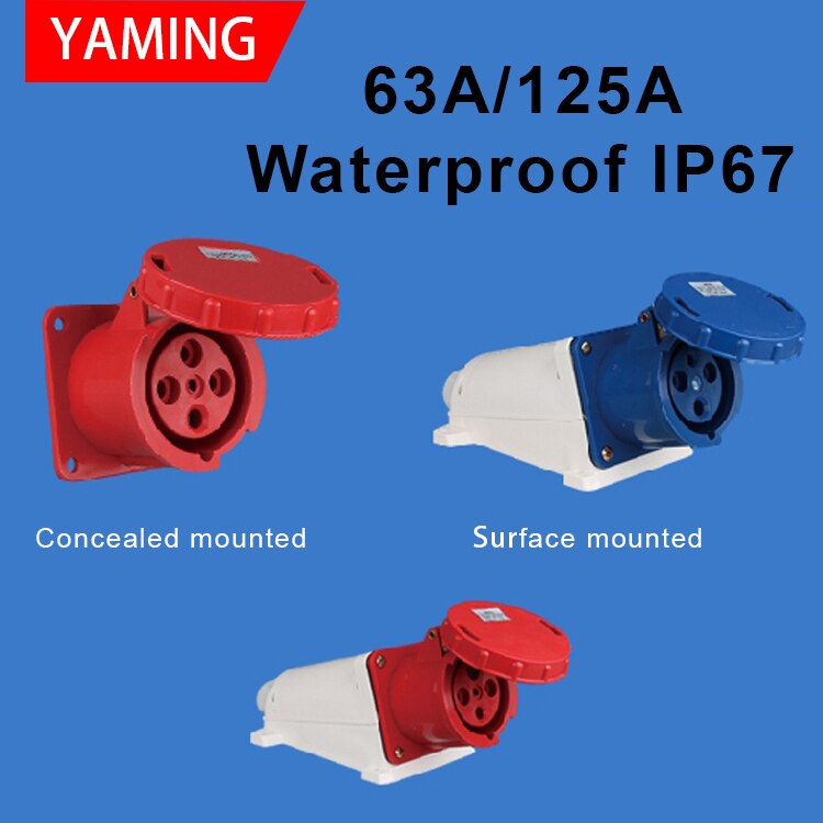 Industrial Plug Socket Waterproof Aviation Explosion-proof Connector Surface And Concealed 3 4 5 Core Pins 63A/125A IP67