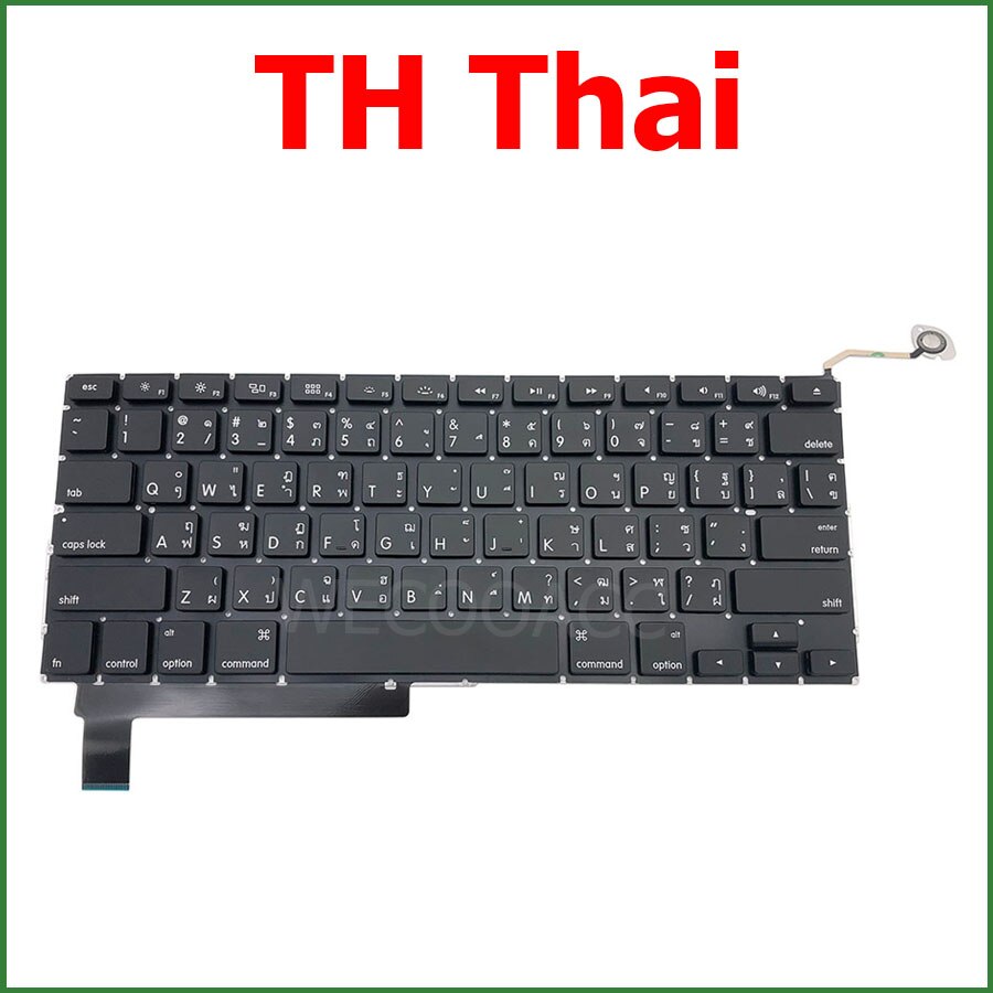 Laptop nowa klawiatura A1286 dla Macbook Pro 15 &quot;A1286 wymiana klawiatury UK US FR ES PT RU DE CH HU układ 2009 2010 2011 2012: green
