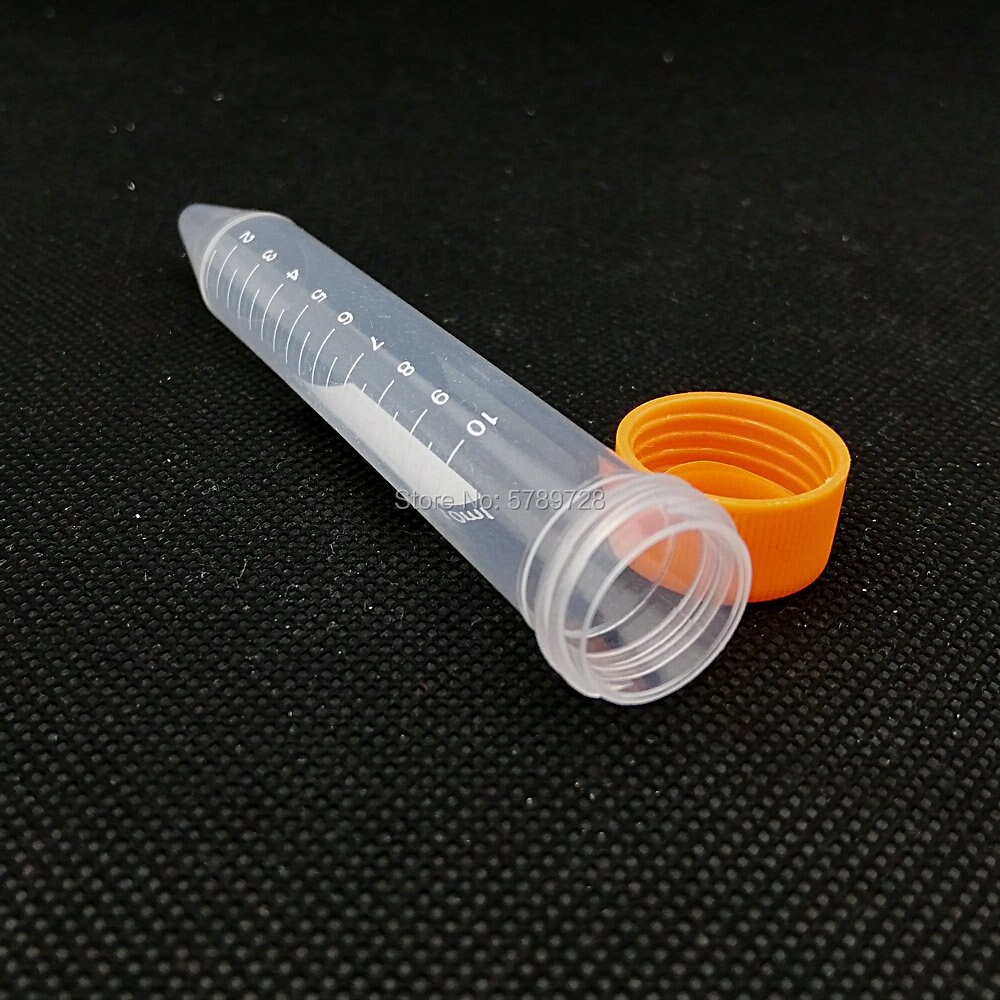 Tubo de centrífuga transparente de plástico con escala, tubo de centrífuga de fondo cónico con cubierta de rosca colorida, 10ml, 100 Uds.