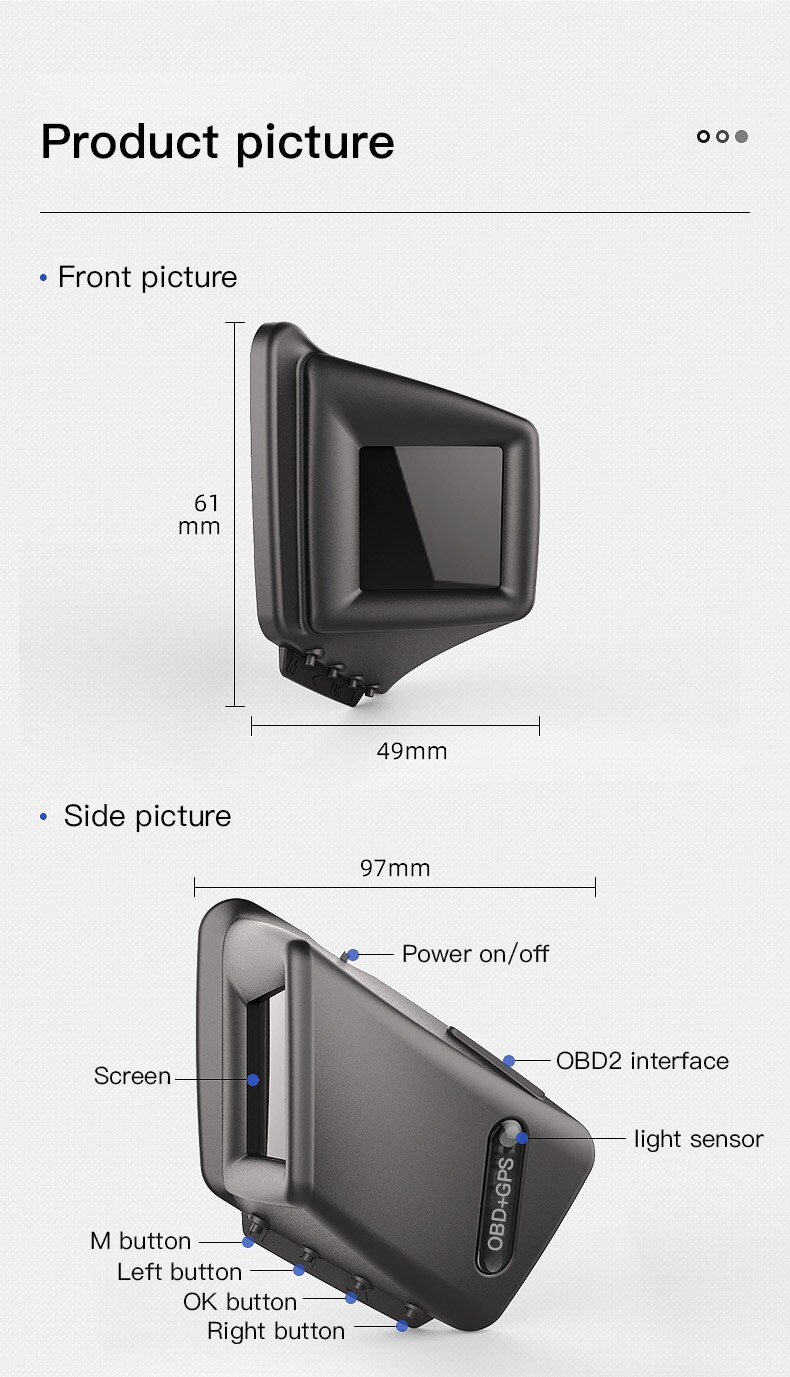 OBD + GPS Clever Messgerät mit 270 grad kippen Bildschirm A-Säule trimmen oder setzen Armaturenbrett installieren Klar fehler Code Tacho