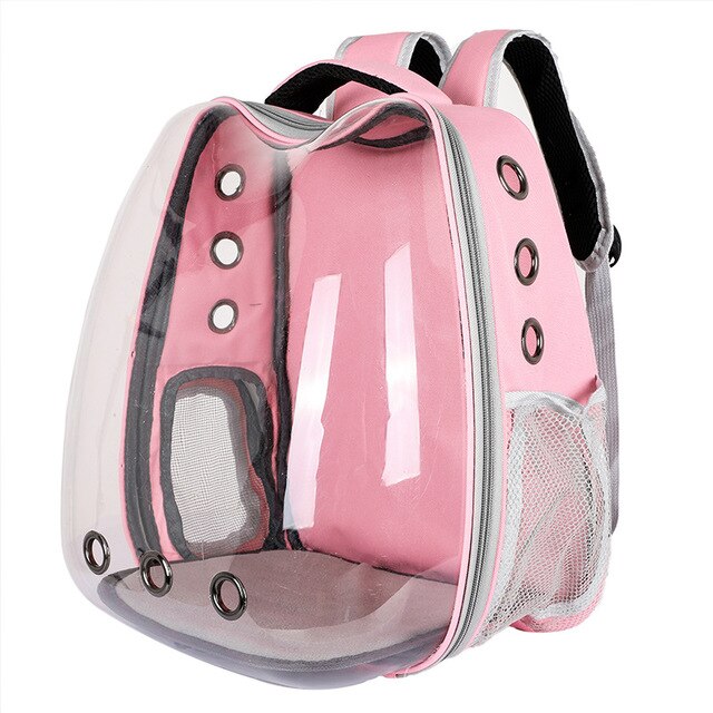 Cute Cat Carrier Bag Breathable Transparent Small Pet Carrier Dog Cat Backpack Outdoor Travel Pet Carrying Space Capsule: Blank Pink