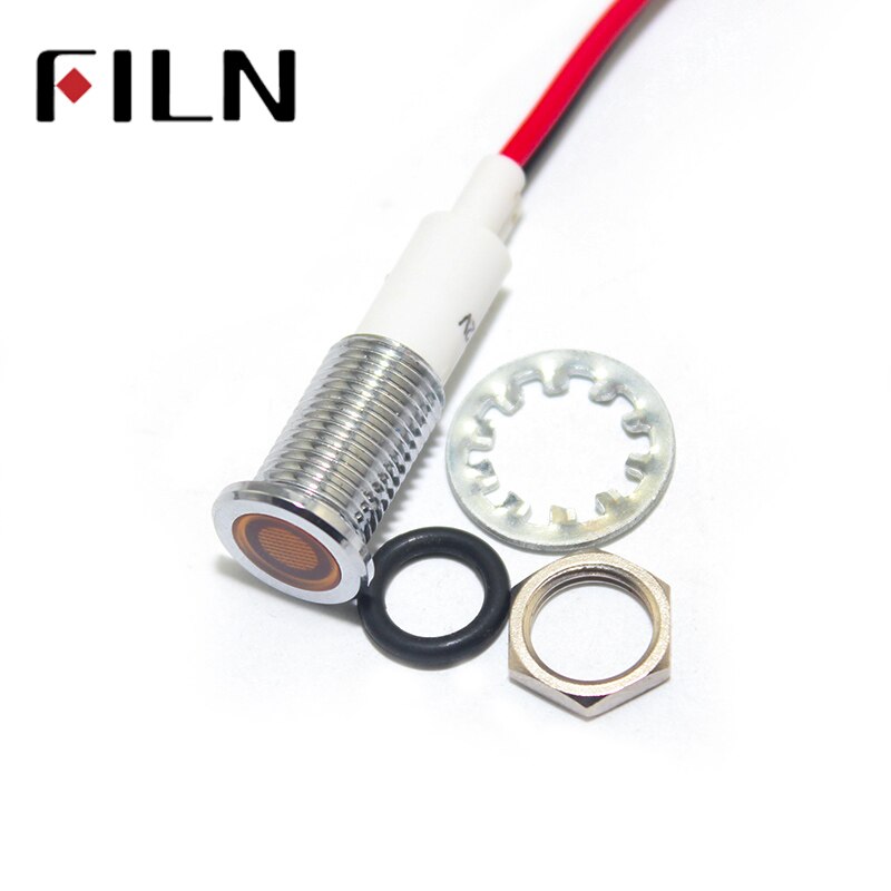 FILN 10mm waterproof warning light metal Indicator lights with wire 6V 12V 24V 110V 220v red yellow blue green white