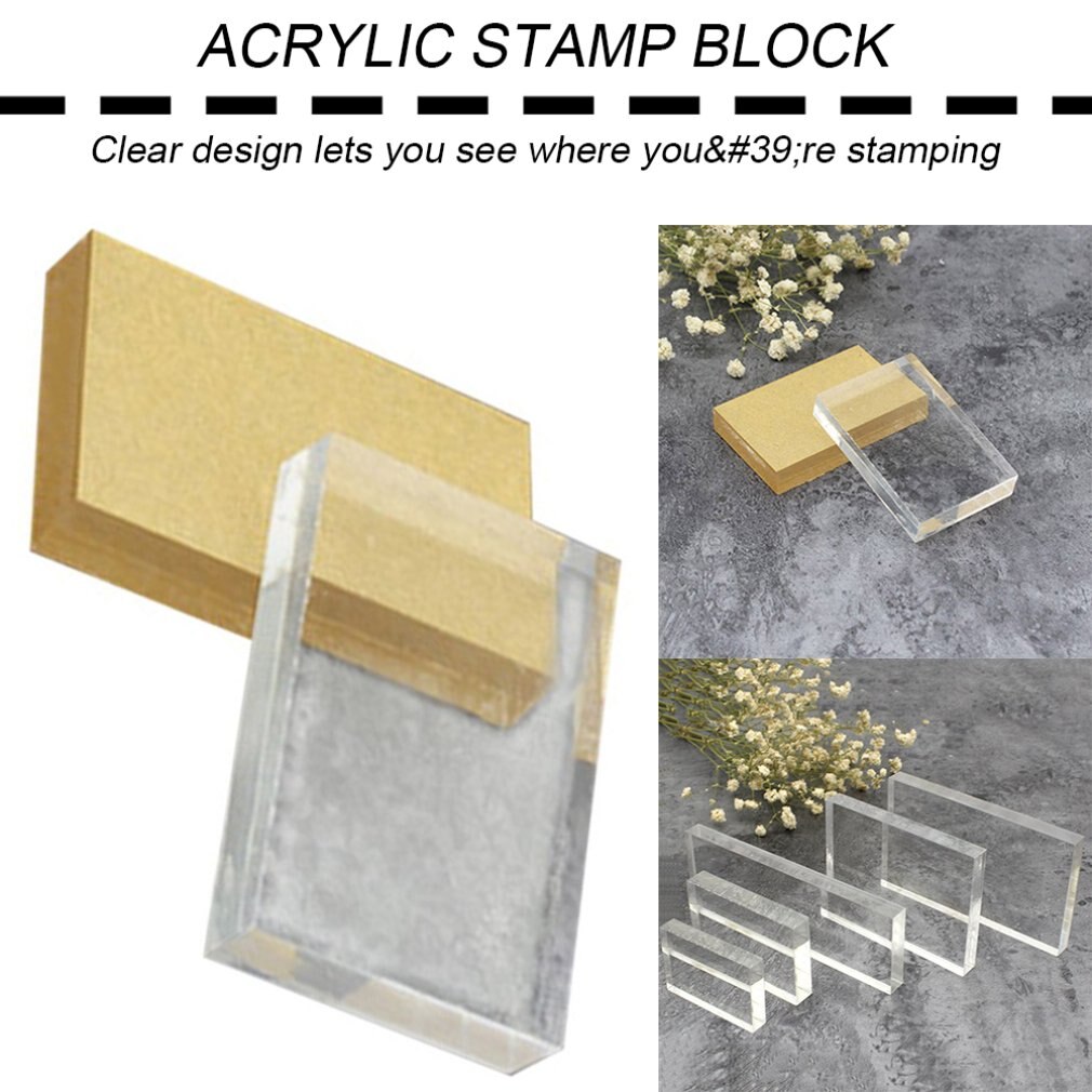 Acrylic Stamp Block Rectangular Shape DIY Scrapbooking Color Process Stamp Block Tools Transparent Lightweight