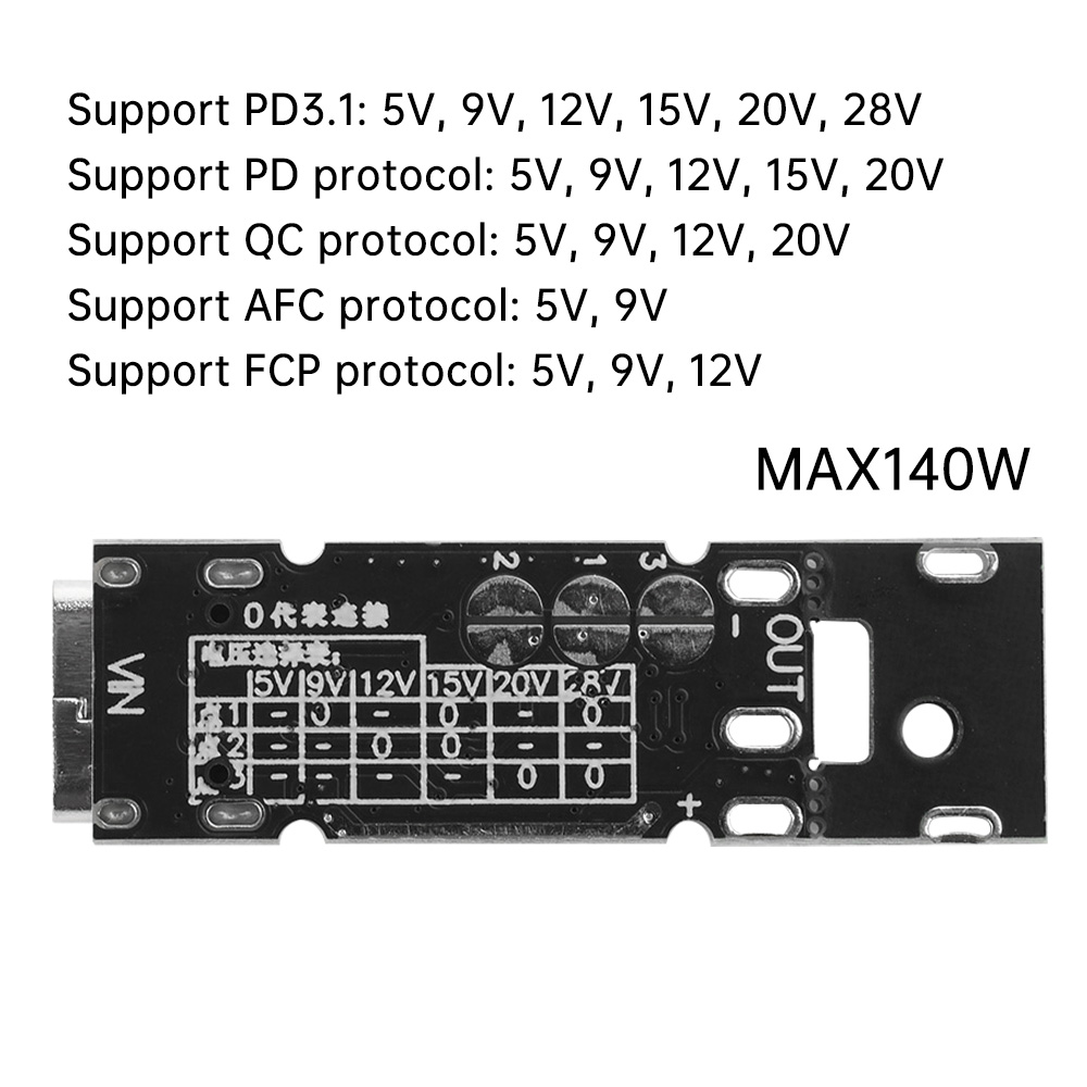 TYPE-C USB to DC PD Decoy Fast Charging Voltage Triggers PD3.1 140W 5A 28V 20V 15V 12V 9V 5V DC PD3.0 Power AFC FCP Fast charge