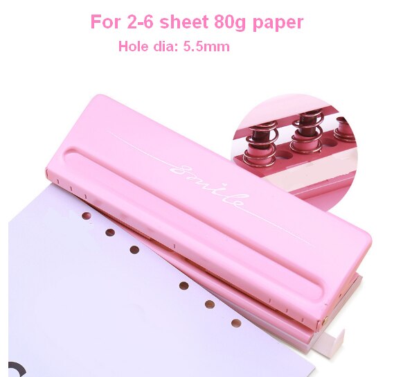 Metal Adjustable 6-Hole Punch for A5, Personal, Pocket Planner Inserts, 6 Sheet Capacity - 5.5mm Hole Diameter