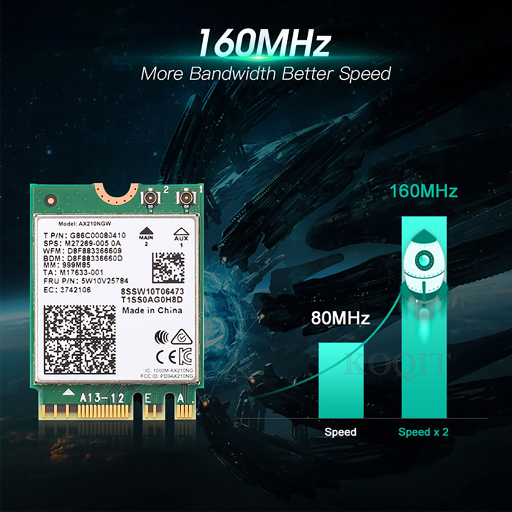 Wifi 6e bluetooth 5.3 ax210 m.2 placa sem fio 5374mbps 2.4ghz 5ghz 6ghz 802.11ax adaptador wi-fi para computador portátil