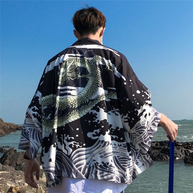Japanse Kimono Man Yukata Haori Vest Mannen Samurai Kleding Kimono Jas Heren Kimono Streetwear Mannen Japanse Blouse Shirt: 12 / Xl